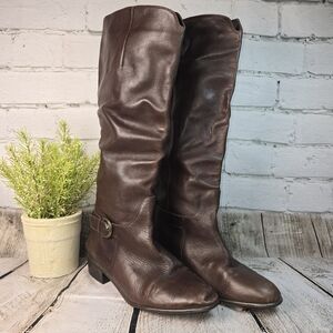 BANDOLINO VINTAGE KNEE HIGH BROWN LEATHER BOOTS PULL ON WOMENS SIZE 10